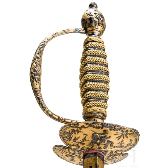 A fine French smallsword with outstanding chiselled hilt, circa 1750