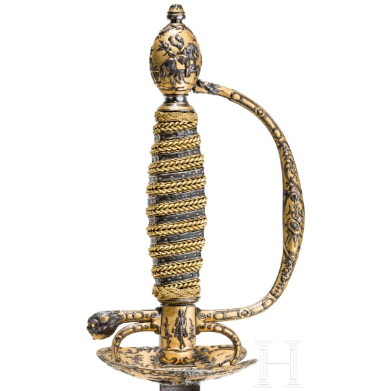A fine French smallsword with outstanding chiselled hilt, circa 1750
