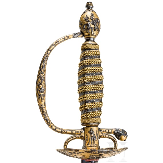 A fine French smallsword with outstanding chiselled hilt, circa 1750