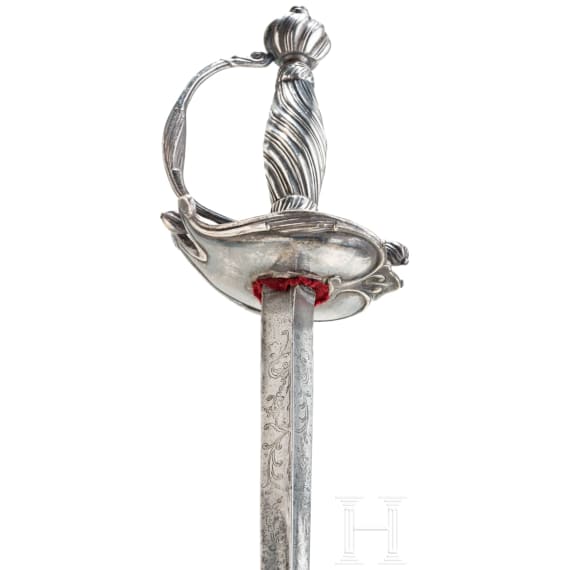 A silver mounted French officer's smallsword, ca. 1760