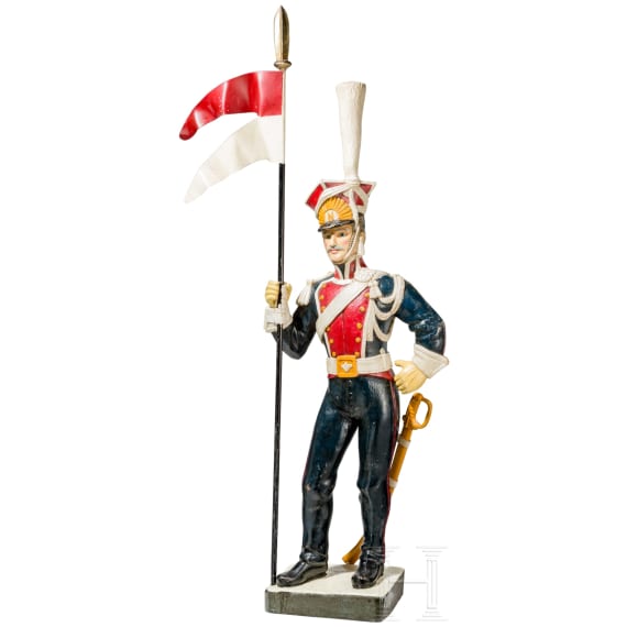 Gro&szlig;e Uniformfigur eines Lanciers im 1er r&eacute;giment de chevau-l&eacute;gers lanciers polonais, 19./20. Jhdt.