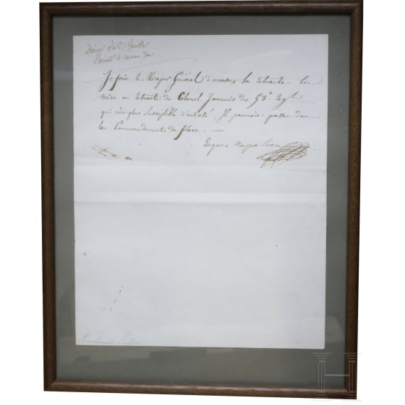 Eug&egrave;ne Napoleon/de Beauharnais (1781 - 1824) - eigenh&auml;ndiges und signiertes D&eacute;cret, um 1810