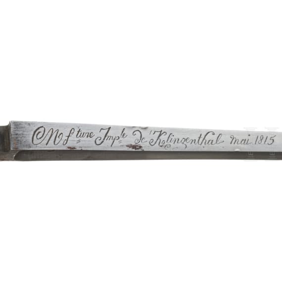 Klinge eines S&auml;bels der Grenadiers &agrave; cheval de la Garde, datiert 1815