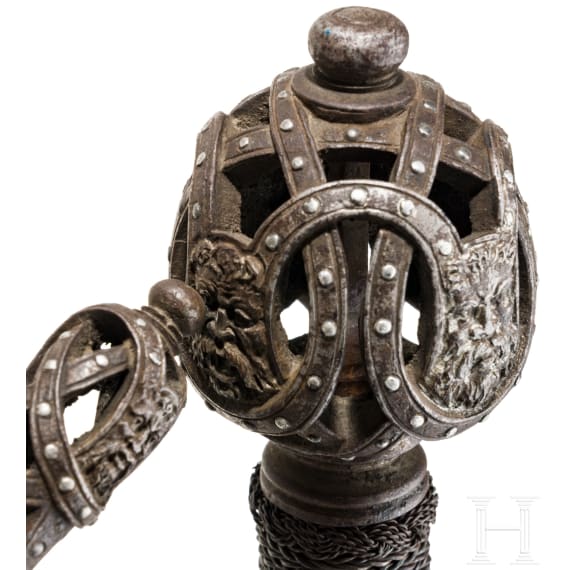 A ceremonial rapier with finely chased chain hilt in the German style of 1575 by Anton Konrad of Dresden, circa 1920/25