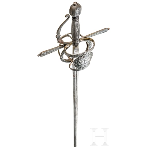 A deluxe French rapier with chiselled hilt in the style of 1600, circa 1880