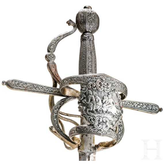 A deluxe French rapier with chiselled hilt in the style of 1600, circa 1880
