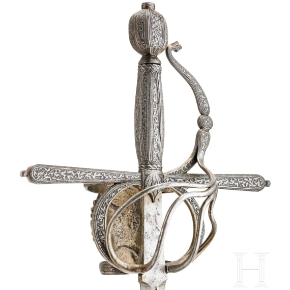A deluxe French rapier with chiselled hilt in the style of 1600, circa 1880