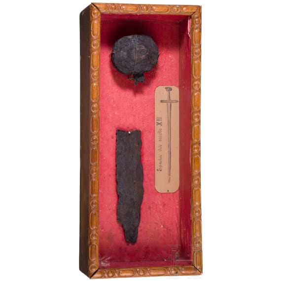 Fragments of a disc pommel sword in a box, Italy, 13th century