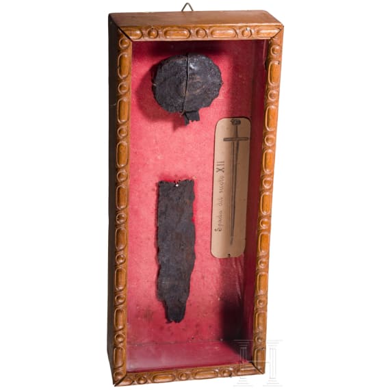 Fragments of a disc pommel sword in a box, Italy, 13th century