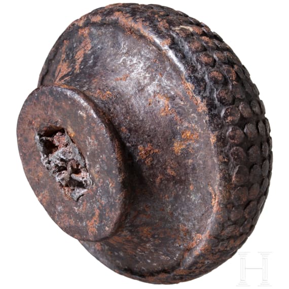 A German heavy iron sword pommel, circa 1570