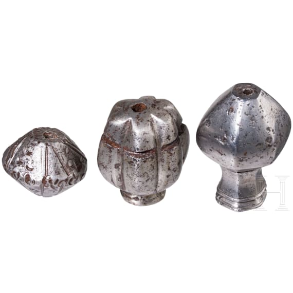 Three sword pommels, German, circa 1600