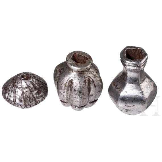 Three sword pommels, German, circa 1600