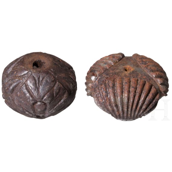 A German and an Italian iron pommel for a campaign sword, circa 1600