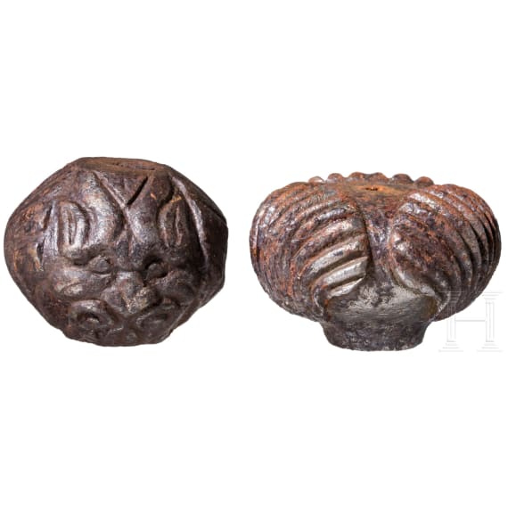 A German and an Italian iron pommel for a campaign sword, circa 1600