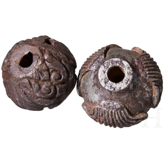 A German and an Italian iron pommel for a campaign sword, circa 1600