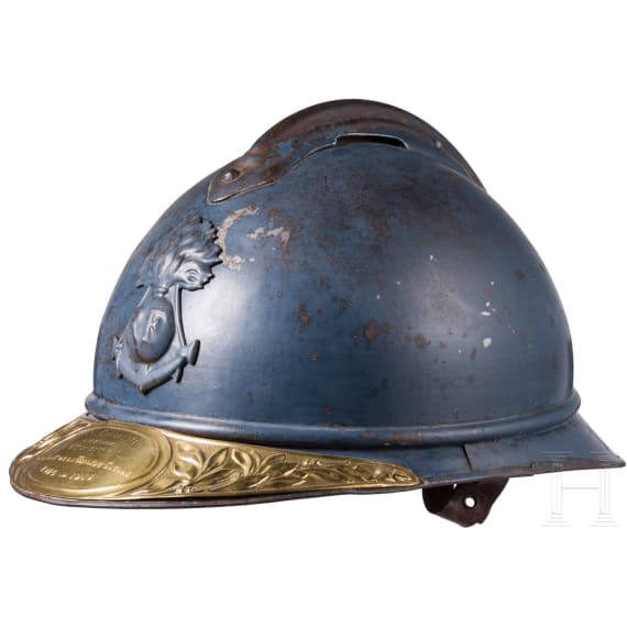 Stahlhelm &bdquo;Adrian" M 15 mit Veteranenschild f&uuml;r einen Leutnant der Kolonialtruppen/-marine
