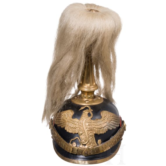 Helm f&uuml;r Offiziere der mexikanischen Infanterie, mit Paradebusch, 20. Jhdt.