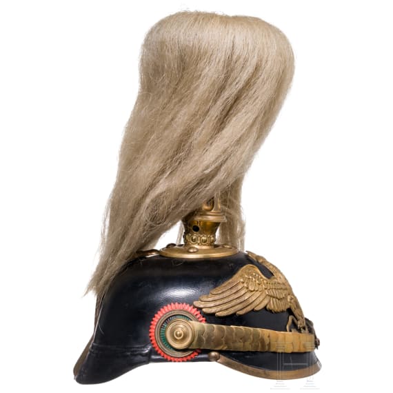 Helm f&uuml;r Offiziere der mexikanischen Infanterie, mit Paradebusch, 20. Jhdt.