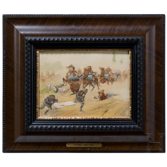 Christian Sell der J&uuml;ngere (1854 - 1925) - &Ouml;sterreichische Sanit&auml;ter im Schlachteinsatz, Gouache, um 1910/14