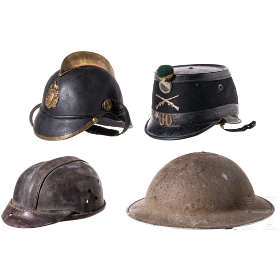 Four headgear items, 20th century