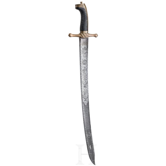 A civic guard's sabre with embellished blade, German, early 19th century