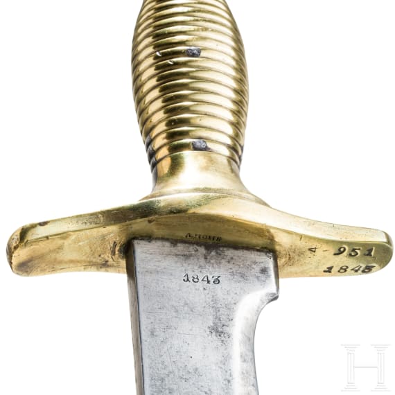A heavy fascine knife, dated 1843