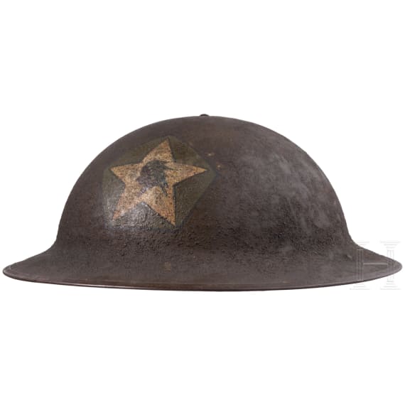 A steel helmet M 17 "Brodie" of a veteran from the 2nd Infantry Division "Indianhead"