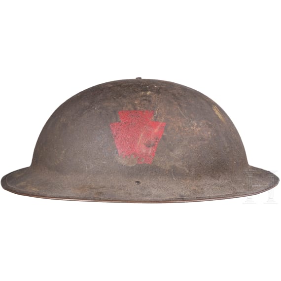 A steel helmet M 17 "Brodie" of a veteran of the 28th Infantry Division "Keystone"