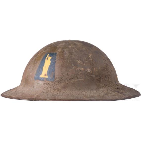 A steel helmet M 17 "Brodie" of a veteran of the77th Infantry Division