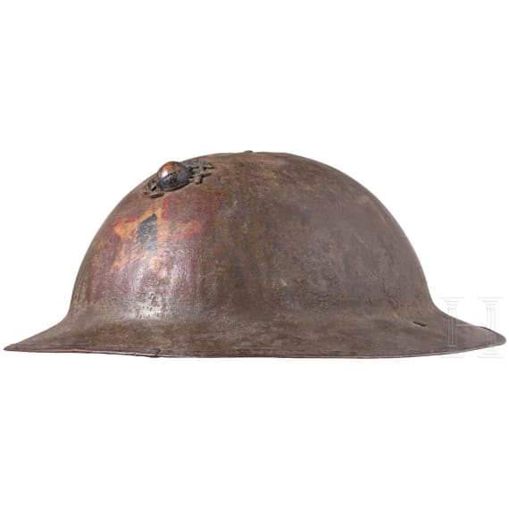 Stahlhelm M 17 &bdquo;Brodie" eines Veteranen der 4th Marine Brigade der 2nd Infantry Division &bdquo;Indianhead"
