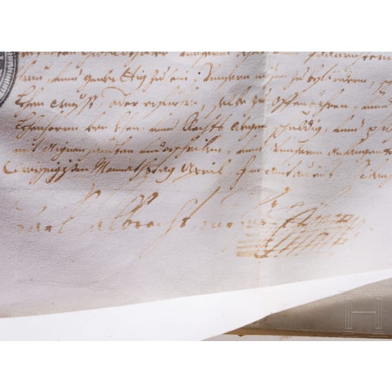 Elector Karl (Albrecht) I of Bavaria (1698-1745) - a signed letter of enfeoffment for Johann Georg Schab, 1727