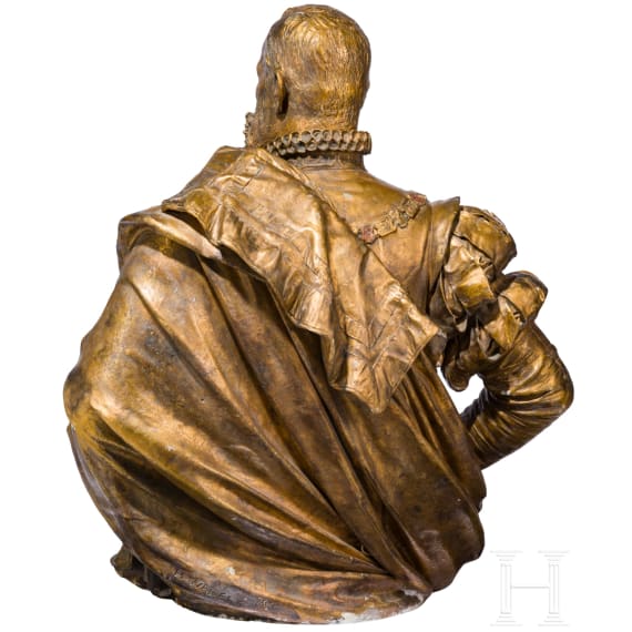 Prince Regent Luitpold of Bavaria - a life-size bozzetto for a bust in the costume of the Order of Saint Hubert, Heinrich Maria Wader&eacute;, dated 1896