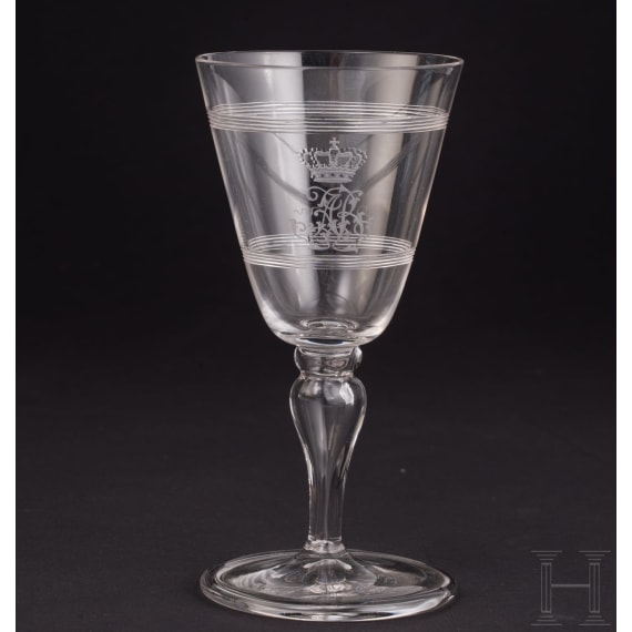 Prince and Princess Alfons of Bavaria - six sherry glasses and a sherry decanter