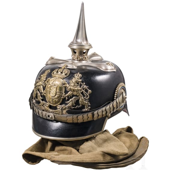 A M 1886 helmet for Bavarian officers, with cover, circa 1914