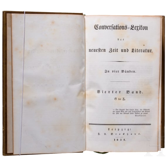 Wilhelm Herzog zu Braunschweig &ndash; a magnificent encyclopaedia volume with his exlibris, dated 1834