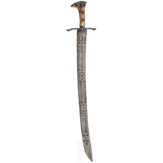 A German hunting sabre with fine etched blade, circa 1660