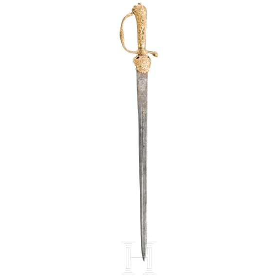 A German gilded hunting hanger, mid 18th century