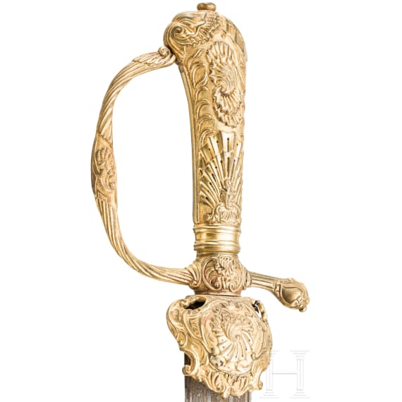 A German gilded hunting hanger, mid 18th century