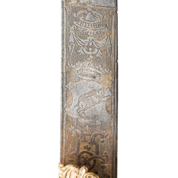 A German gilded hunting hanger, mid 18th century