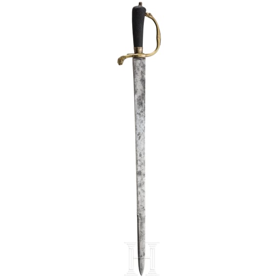 A French hunting hanger with a gold-plated container, 18th century