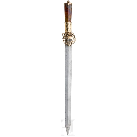 A French hunting hanger with agate hilt, circa 1850