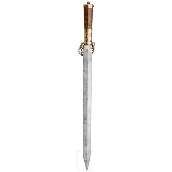 A French hunting hanger with agate hilt, circa 1850