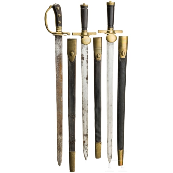 Three German hunting hangers, 19th century