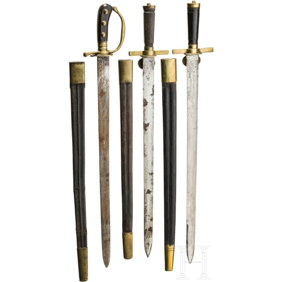 Three German hunting hangers, 19th century