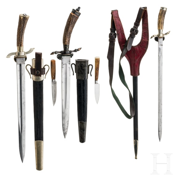 Three hunting hangers, Solingen, second half of the 20th century