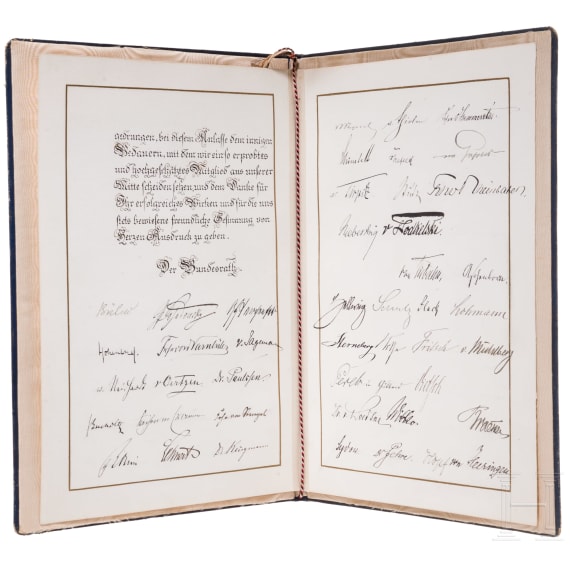 Privy Councillor Wilhelm Selkmann (1818 - 1913) - a decorative certificate of the Bundesrat on the retirement of the Oldenburg representative on April 1, 1901