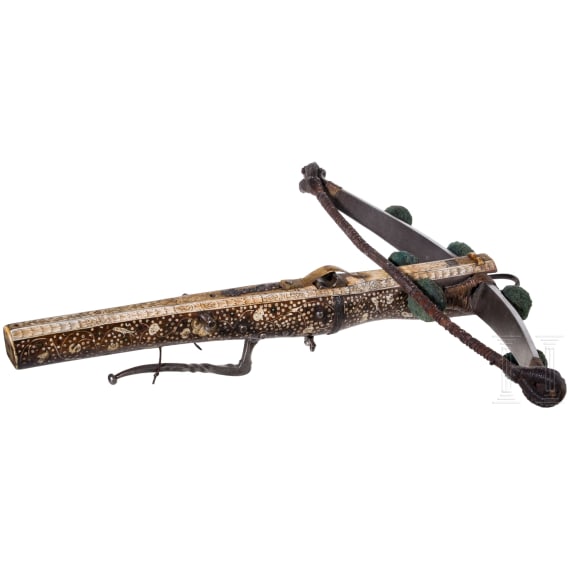 A richly decorated German crossbow, historicism, in the style of circa 1600