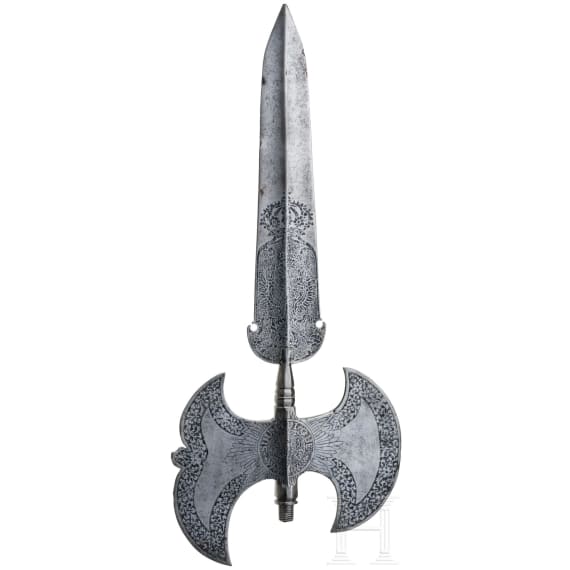 An etched halberd head of the Swiss Guard of Friedrich III, Elector of Brandenburg and King in Prussia (1657 - 1713)