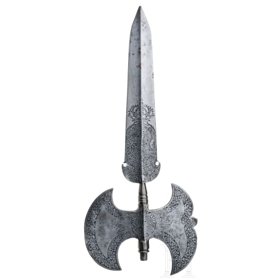 An etched halberd head of the Swiss Guard of Friedrich III, Elector of Brandenburg and King in Prussia (1657 - 1713)