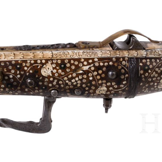 A richly decorated German crossbow, historicism, in the style of circa 1600